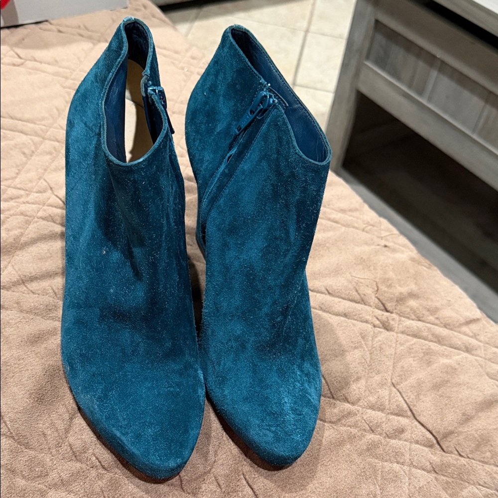 Christian Louboutin Vibrant Blue Suede Ankle Boots